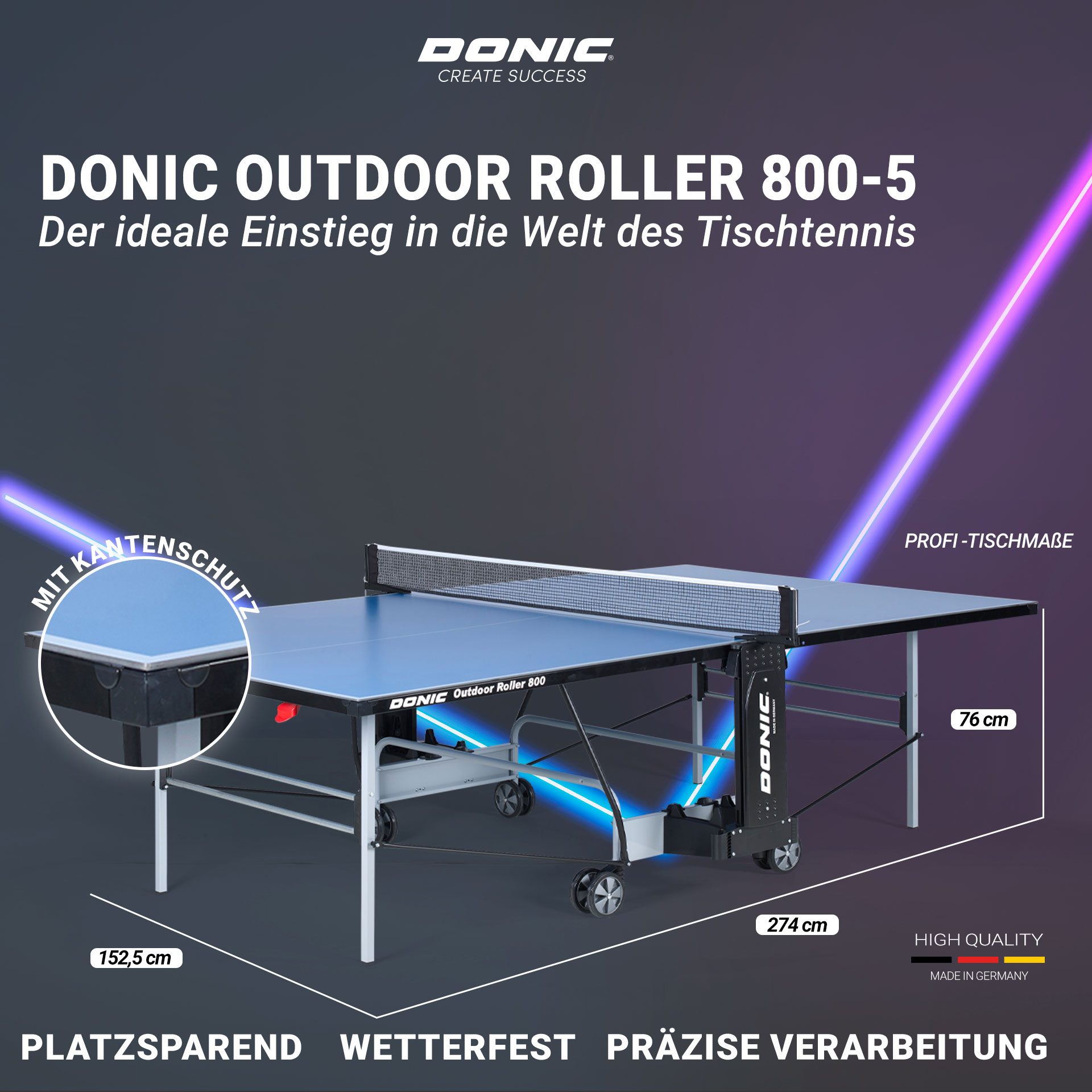 DONIC OUTDOOR ROLLER 800 -5 Tischtennisplatte